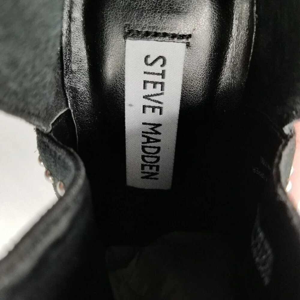 Steve Madden Women Black Suede Rockstar Studded Heel Ankle Bootie 8‎